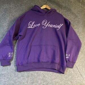 Yours Truly Love Yourself Hoodie Purple Men's Large Unisex Streetwear NWT
